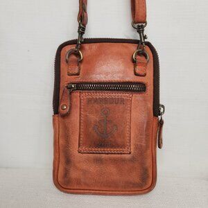 Harbour 2nd Burnt Orange Leather Sling Mini Crossbody Wallet Bag Purse